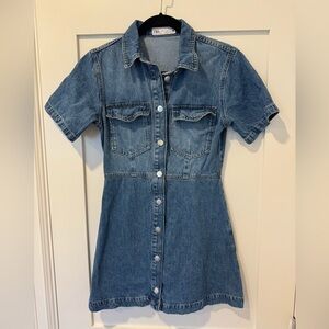 Zara Blue Polo Collar Mini Dress